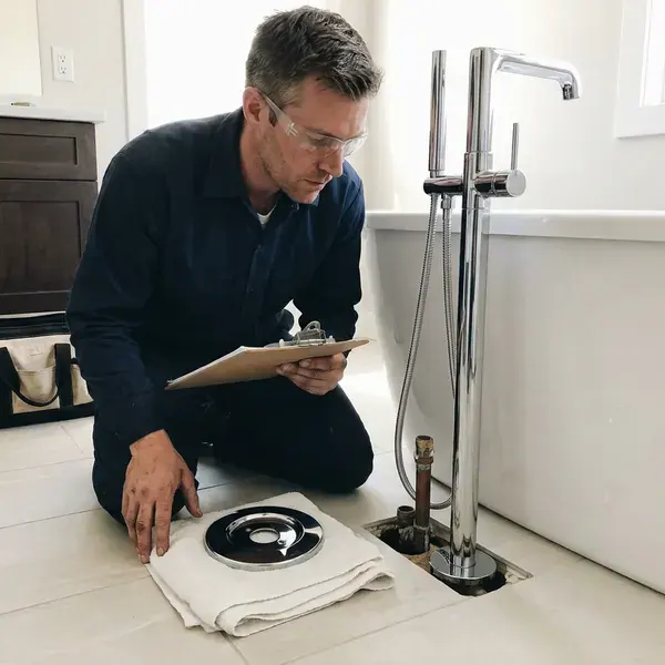 HRL Plumbing technician providing bathroom plumbing in Parma, OH