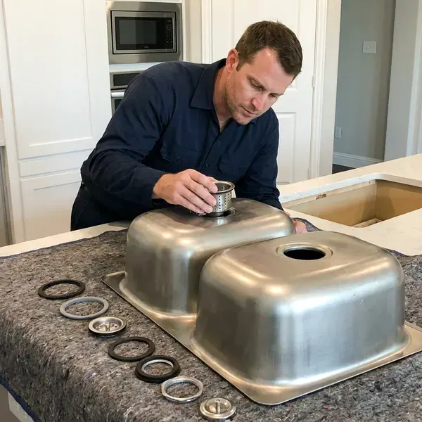 HRL Plumbing technician providing kitchen sink installation in Columbus, OH