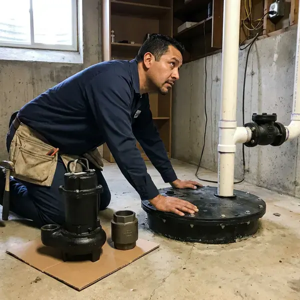 HRL Plumbing technician providing sewage ejector pump installation in Canton, OH