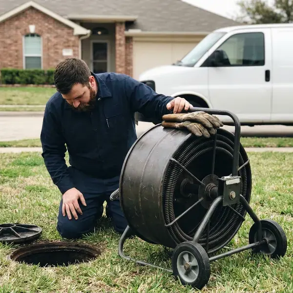 HRL Plumbing technician providing sewer cleaning in Kettering, OH